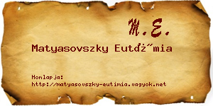 Matyasovszky Eutímia névjegykártya